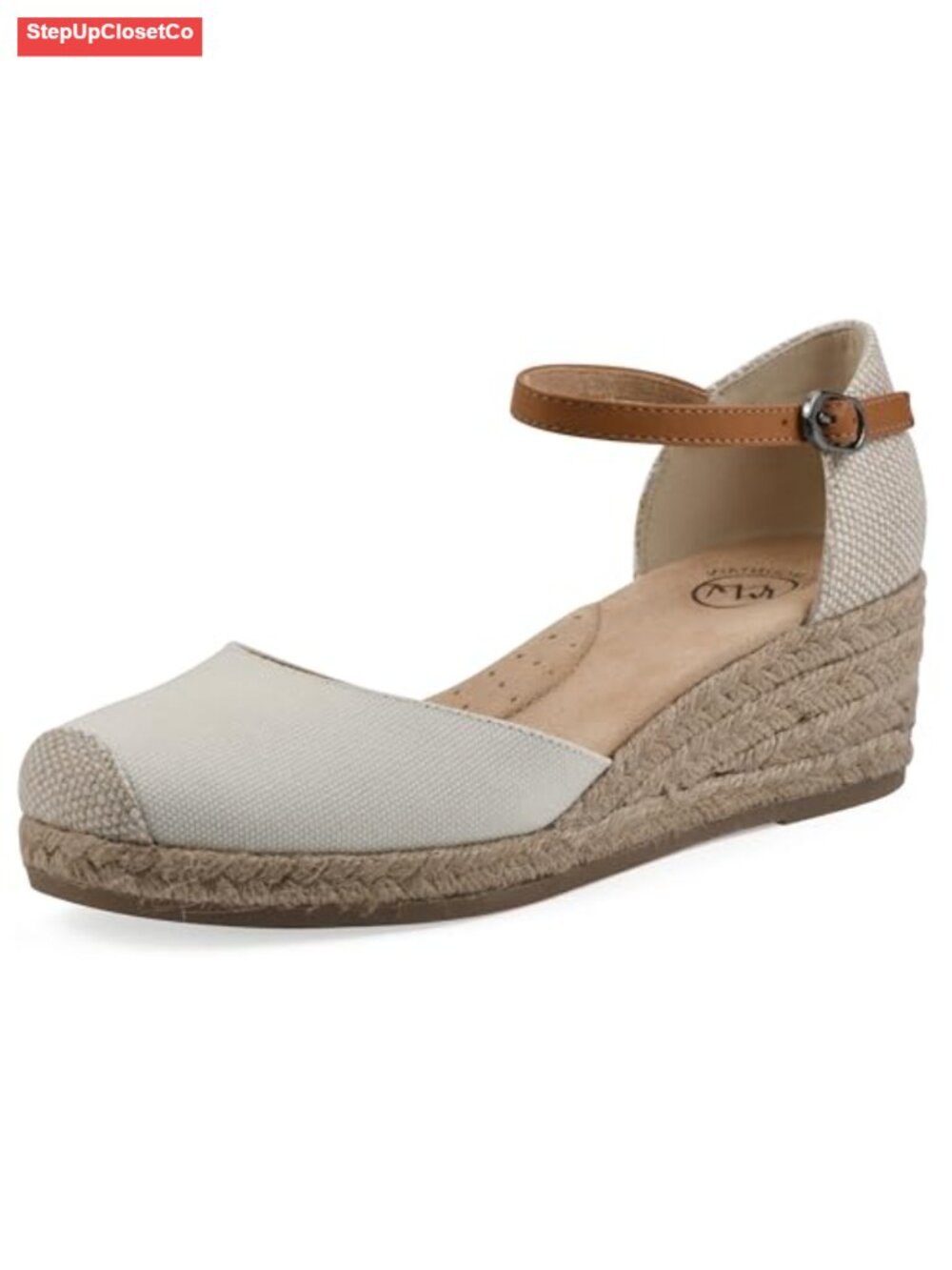 Women's Espadrille Wedge Sandal with Cushioned Insole and Adjustable Ankle Strap